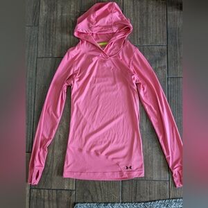 Under Armour Green Heat Gear Long Sleeve Hoodie Shirt, Size Small